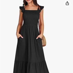 Anrabess brand new ruffled smock dress in a medium black with pockets
